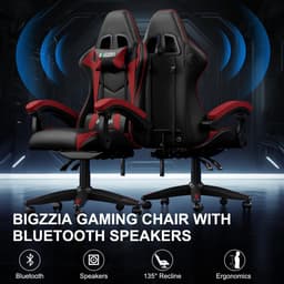 Bigzzia Gamingstoel met Bluetooth-luidspreker - Gamingstoel met lendensteun - Verstelbare en draaibare bureaustoel met een draagvermogen van 150 kg - Volwassenen Kinderen — thumbnail 4