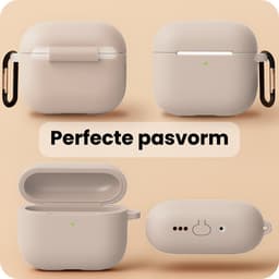Hoes - Geschikt voor Apple Airpods Pro 3 - Siliconen Hoesje met Clip - Silicone Case Cover - Zand — thumbnail 3