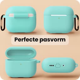 Case - Geschikt voor Apple Airpods Pro 3 - Siliconen Hoes met Clip - Silicone Hoesje Cover - Mintgroen — thumbnail 3