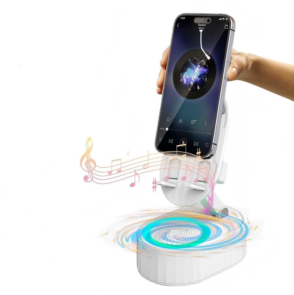Smartphonehouder met luidspreker Kinglucky ZJ-016 Wit 5W — afbeelding 1