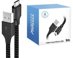 Micro usb kabels - 4 pack - 1 meter - Oplader geschikt voor ps4, e reader, kobo, libra, jbl go 2 - Phreeze