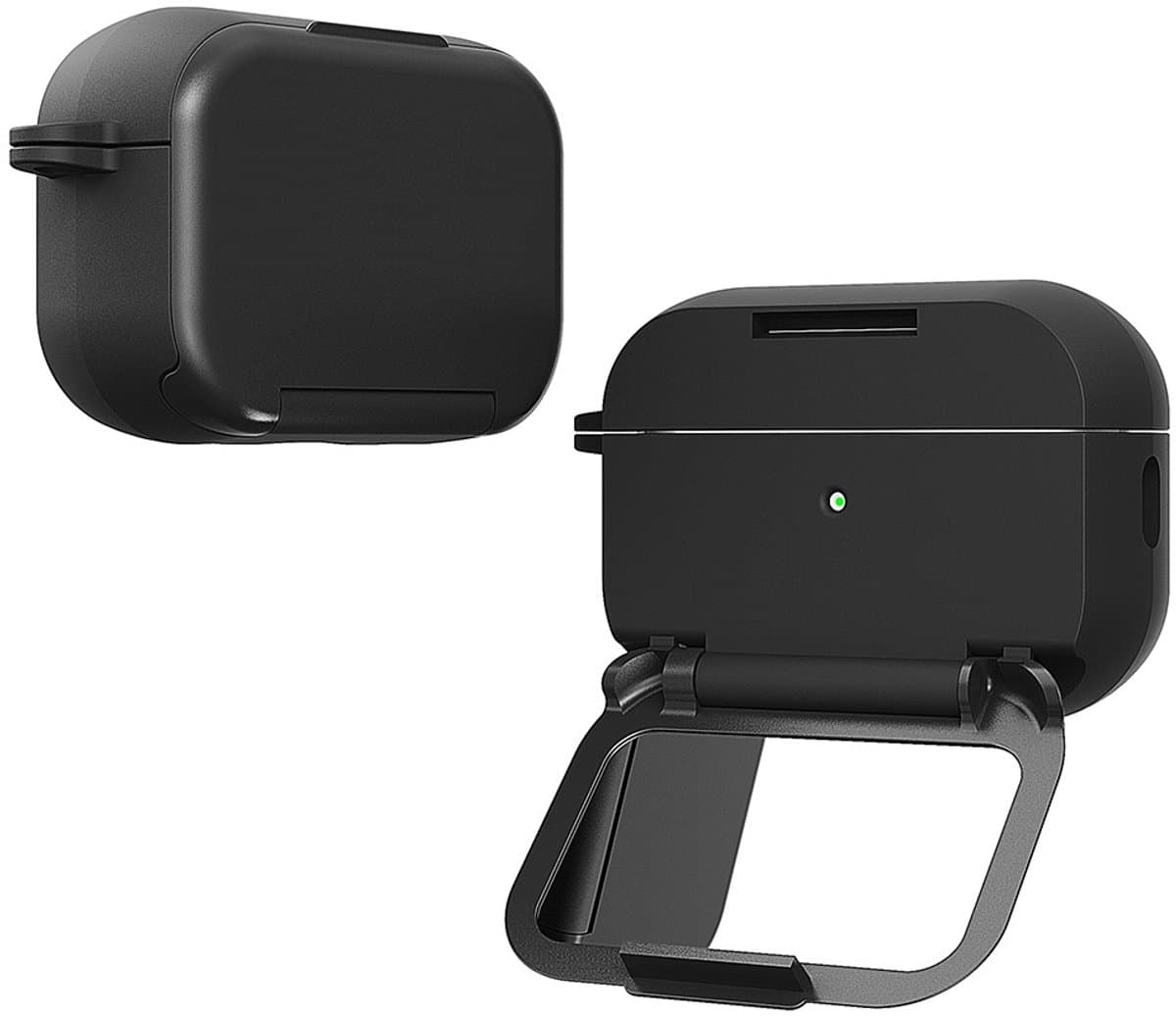 Telestore - Hoesje geschikte voor AirPods Pro 3 - TPU hybride hoesje Beschermhoes - hoesje met spiegel AirPods Pro 3 Cover - AirPods Pro 3 Hoesje - Geschikt voor Apple Airpods Pro 3 - zwart - hard cover met make up spiegel - sleutelhanger — afbeelding 1