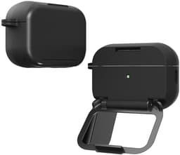 Telestore - Hoesje geschikte voor AirPods Pro 3 - TPU hybride hoesje Beschermhoes - hoesje met spiegel AirPods Pro 3 Cover - AirPods Pro 3 Hoesje - Geschikt voor Apple Airpods Pro 3 - zwart - hard cover met make up spiegel - sleutelhanger — thumbnail 1