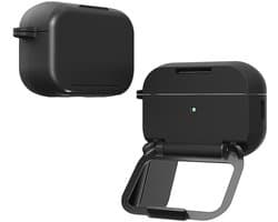 Telestore - Hoesje geschikte voor AirPods Pro 3 - TPU hybride hoesje Beschermhoes - hoesje met spiegel AirPods Pro 3 Cover - AirPods Pro 3 Hoesje - Geschikt voor Apple Airpods Pro 3 - zwart - hard cover met make up spiegel - sleutelhanger