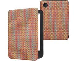 kwmobile e-reader hoesje geschikt voor Kobo Clara BW / Colour hoes - E reader flip case met magnetische sluiting - Ereader cover - Kleurrijk weefpatroon design in geel / rood / groen
