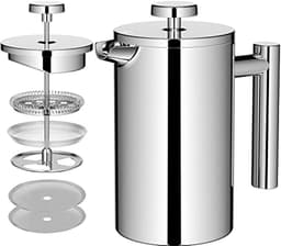 Koffiemaker French Press 0,65 liter - Dubbelwandige Roestvrijstalen Koffiebereider voor 3 Kopjes - Thermo Koffiepers — thumbnail 1
