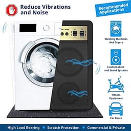 Anti-vibratie mat 60 x 60 cm - 2 cm dik - Geluidsisolatie - Rubber pad voor wasmachine, droger en fitnessapparatuur — thumbnail 2