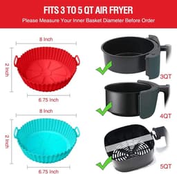 2-delige Airfryer siliconen bakvorm, 8-inch Airfryer mand voering, siliconen bakvorm, geschikt voor Airfryer oven herbruikbare bakvormen oven accessoires — thumbnail 4
