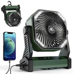 Oplaadbare Camping Ventilator met LED Lamp en 20.000 mAh Accu | Draagbare Tentventilator voor Buiten — thumbnail 2