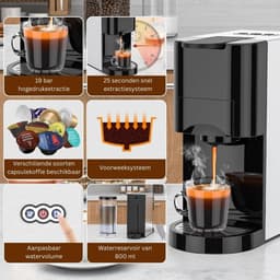CLVP® Espressomachine - Koffiezetapparaat - Koffiemachines - Zwart en Grijs — thumbnail 3