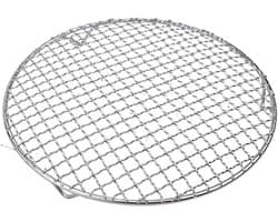 rond koelframe, 201 roestvrij stalen bakrooster, draad-ovenrooster voor bakken, koken, stomen, ronde kookplaat, grillrooster, airfryer-accessoires (24,5 cm)