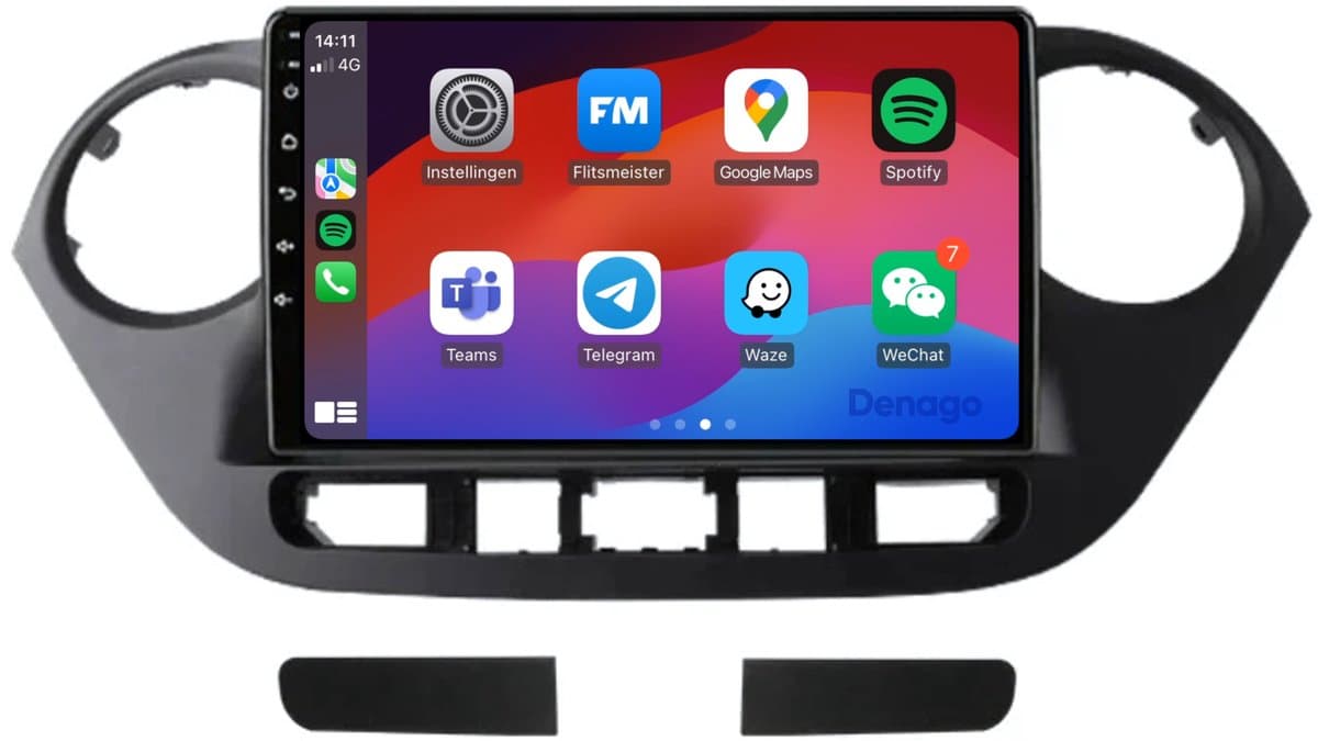 CarPlay autoradio geschikt voor Hyundai i10 | 2014 t/m 2017 | Android 16 | Draadloos Apple CarPlay & Android Auto | 2GB + 32GB | QuadCore processor | Denago DNG-A16 | 2025 model | 2014 2015 2016 2017 | Bluetooth & Wifi — afbeelding 1