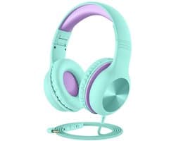 StayPowered Kinderheadset - De Ultieme Veilige en Comfortabele Hoofdtelefoon voor Kinderen - Hoge Audio Kwualiteit - Ingebouwde Volumeregelaar - Verstelbare en Opvouwbaar Ontwerp - Compact Ontwerp - Zeegroen/Blauw - Levering Sneller dan Aangegeven