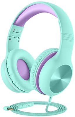 StayPowered Kinderheadset - De Ultieme Veilige en Comfortabele Hoofdtelefoon voor Kinderen - Hoge Audio Kwualiteit - Ingebouwde Volumeregelaar - Verstelbare en Opvouwbaar Ontwerp - Compact Ontwerp - Zeegroen/Blauw - Levering Sneller dan Aangegeven — thumbnail 1