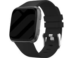Siliconen Smartwatch bandje - Geschikt voor Fitbit Versa / Versa 2 bandje siliconen - Strap-it - Zwart - Strap-it Horlogeband / Polsband / Armband - Maat: Maat L