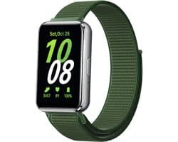 Strap-it Smartwatch nylon bandje met klittenbandsluiting - geschikt voor Samsung Galaxy Fit 3 (groen)