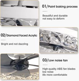 Ventilator Lamp - Airco Lamp - Plafondventilator Met Verlichting - Plafondventilator Met Afstandsbediening - Keukenlamp - Woonkamerlamp - 6 Standen — thumbnail 5