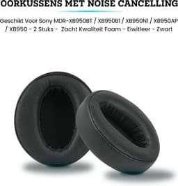 Somstyle Oorkussens Geschikt voor Sony MDR-XB950BT, XB950B1, XB950N1, XB950AP & XB950 - 2 Stuks - Zacht Foam - Eiwitleer - Zwart — thumbnail 4