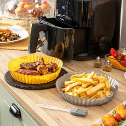 Pack Siliconen mandjes met borstel voor airfryers en Luchtfriteuse met grill, accessoires en receptenboek InnovaGoods — thumbnail 5