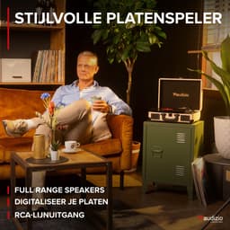 Retro platenspeler met platenkoffer - Audizio RP116LW - Platenspeler Bluetooth - Met speakers - Houtlook — thumbnail 3