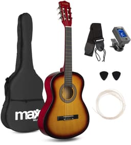Kinder gitaar - MAX SoloArt akoestische gitaar 3/4 - Met gratis muzieklessen en accessoires - Sunburst — thumbnail 1