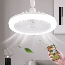 Rosnek Plafondlamp met Ventilator - 1/2/4 uur TimerDimbare Plafondventilatorlamp van 25cm met Afstandsbediening - 30W Plafondventilator met Dimbare LED Lamp - Beschikbaar in Voor Slaapkamer, Keuken, Woonkamer, garage (Wit) — thumbnail 1