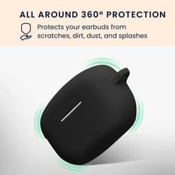 kwmobile Hoesje voor Sony WF-1000XM5 Case met Polsbandje – Siliconen Beschermhoes met Sleutelhanger – Hoofdtelefoonhoesje in zwart — thumbnail 4