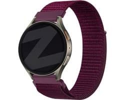 Bandz Smartwatch bandje 20mm nylon 'Easy fit' met klittenband - geschikt voor Samsung Galaxy Watch 4 / 5 / 6 / 7 (Classic / Pro) / 3 - 41mm / Active - 40 & 44mm / FE - Amazfit GTS 1-2-3-4 - Polar Ignite / Unite / Pacer (plum)
