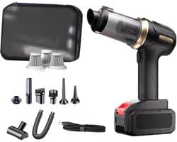 Autostofzuiger, 4-in-1 draadloze handstofzuiger met 28.000 Pa krachtige zuigkracht en blaasfunctie, mini draagbare draadloze oplaadbare stofzuiger met 1 batterijen en meerdere mondstukken voor auto, huis en huisdieren