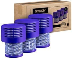SQOON® Filterset geschikt voor Dyson V10 - Gelijk aan model: 969082-01 - 3 STUKS - Perfect voor het vervangen van verstopte of versleten filters