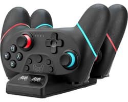 Octronic Pro Controller Set - 2 x bluetooth game controller met oplaadstation - geschikt voor Nintendo Switch -  zwart