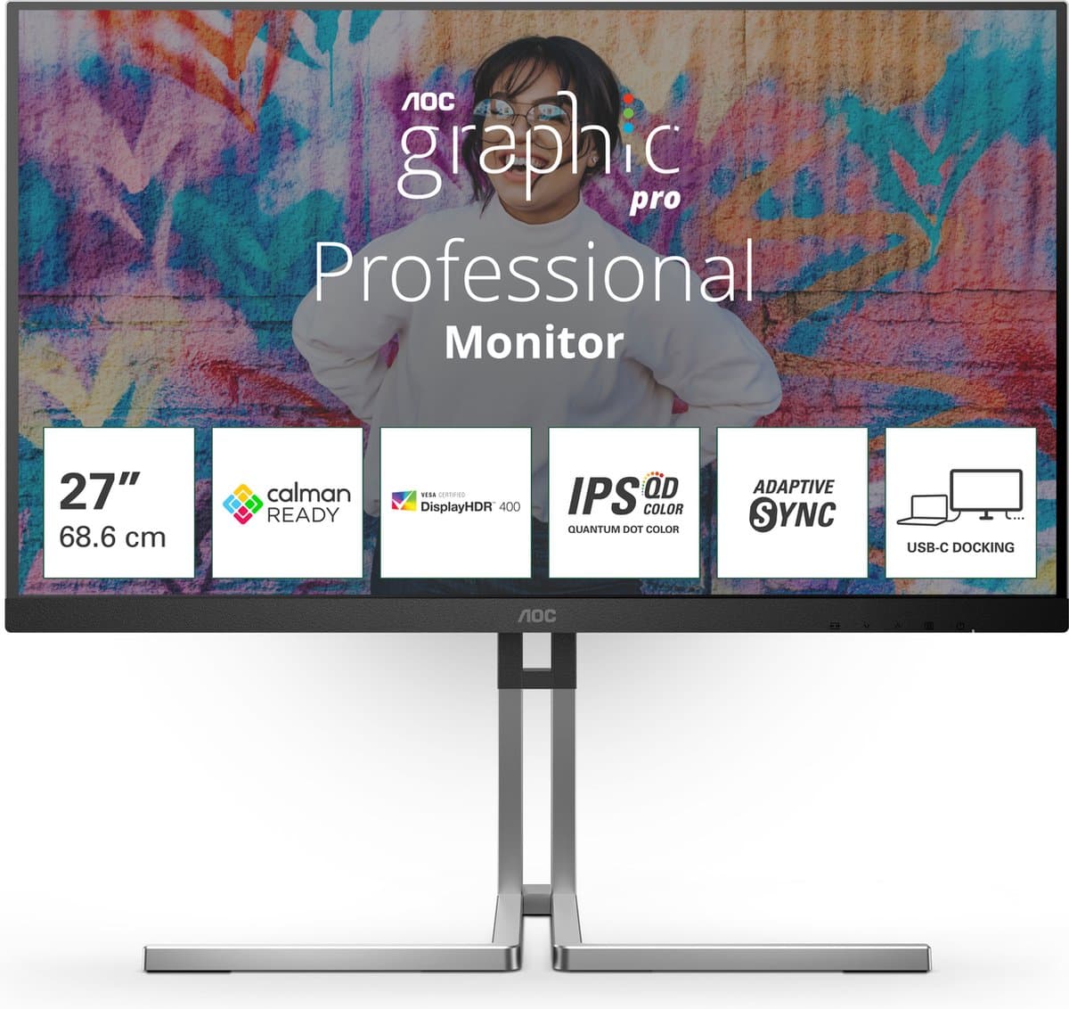 AOC Q27U3CV computer monitor 68,6 cm (27") 2560 x 1440 Pixels Quad HD LCD Zwart — afbeelding 1