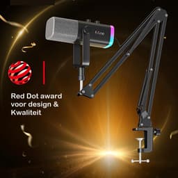 FIFINE - AM8T - USB / XLR Studio microfoon - PC-Gaming Met Flexibele Arm ( 66cm! ) - Geschikt voor PC/PS4/PS5 - RGB - Podcast - Gaming - Streaming - Zwart — thumbnail 5