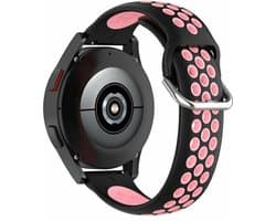 By Qubix - Geschikt voor Garmin bandje - Geschikt voor Garmin Venu / Sq / Sq2 / 2 plus - Siliconen sportbandje met gesp - Zwart + roze - Smartwatch bandje 20mm