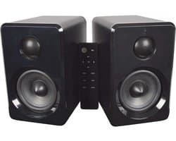 Actieve Stereo HiFi Boekenplank Luidsprekerset met Bluetooth, USB en AUX - Inkl. Afstandsbediening