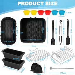YONO Accessoires Set - geschikt voor Philips Dual Basket Airfryer - 5000 - 3000 series - 18in1 — thumbnail 7