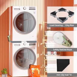 Universele Stapelset Wasmachine en Droger: Verstelbaar Frame met Anti-Vibratie Pads — thumbnail 3
