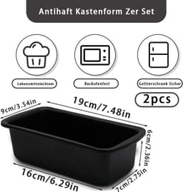 Cosensi - Kleine Broodvorm Set van 2 stuks - Roestvrijstalen, Antiaanbaklaag - Voor Oven en Airfryer - 19 x 9 x 6 cm - Geschikt voor Ninja AF300UK AF400UK — thumbnail 8