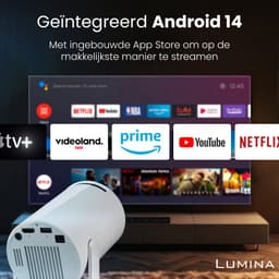 Lumina® Pro Mini Beamer 2026 – Android 14 Smart Projector met Google Playstore – Thuisbioscoop – Voor iOS & Android – WiFi 6 & Bluetooth 5.4 – Wit — thumbnail 2