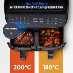 MMP® Dubbele Airfryer - Heteluchtfriteuse - Duo Airfryer - 8,7 L - 41x40x33cm - Zwart — thumbnail 7