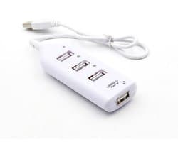 4-poorts USB 2.0-hub, gevoed via USB-bus, draagbare multi-port USB 2.0-splitter en -extenderhub, kleine reis-USB-hub, plug-and-play, geschikt voor pc's.