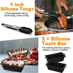 Heteluchtfriteuse Accessoires Gescht voor Philips Dual Basket Airfryer 3000-serie 6L/3L - 23pcs Airfryer Siliconen vorm Accessoireset - Grillrooster, Cake Broodvorm voor Philips Airfryer Dual Basket(grijs) — thumbnail 8