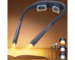 Glocusent Leeslampjes voor boeken in bed, 1600 mAh neklicht en leeslampje: 3 kleuren en 5 traploze helderheid, timers en slaaphulp, ergonomisch voor lezen, breien en knutselen (Marynarka wojenna)