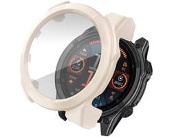 Screen protector - Geschikt voor Geschikt voor Garmin Fenix 8 - 43 mm - Full Cover Hard Case / Beschermend Hoesje - Beige
