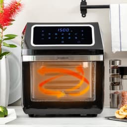 Grote Airfryer 12L - 1800W - RVS - Zwart - Hete Lucht Friteuse met Timer — thumbnail 4
