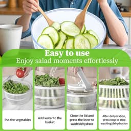 Multifunctionele Saladewasmachine - Keukensaladespinner met Afdruiprek en Vergiet — thumbnail 3