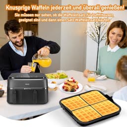 4 stuks Air Fryer Accessories - geschikt voor Philips Airfryer Dual Basket 3000 Series NA350 - Includes Waffle Mold Accessories en Bakplaat - grijs — thumbnail 4