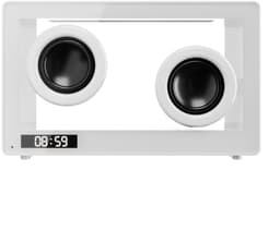 Transparante minimalistische Bluetooth-luidspreker met draaiknop, draadloze luidspreker, TF-kaartsleuf, sfeervolle verlichting en desktopbas (wit) — thumbnail 1
