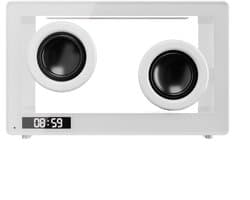 Transparante minimalistische Bluetooth-luidspreker met draaiknop, draadloze luidspreker, TF-kaartsleuf, sfeervolle verlichting en desktopbas (wit)