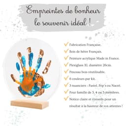 Geluksafdrukken Set 3 Handen Parelmoer – Niet-giftig Materiaal – Hand- en Voetafdrukken Baby – Uniek Cadeau Geboorte – Decoratie Slaapkamer – Made in France — thumbnail 5